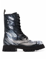 Moschino Paint Splatter Combat Boots