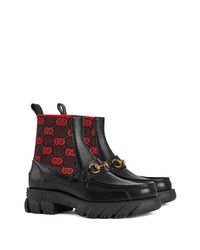 Gucci Gg Jersey Horsebit Ankle Boots