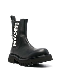 Moschino Logo Print Leather Ankle Boots
