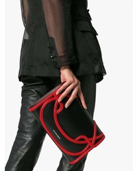 Alexander McQueen Black And Red Wikka Leather Clutch