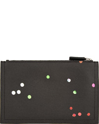 Givenchy Black Leather Confetti Print Zip Pouch