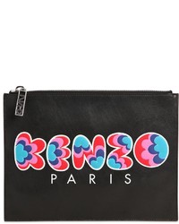 Kenzo Logo Printed Leather Pouch