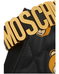 Moschino Leather Trimmed Printed Quilted Shell Clutch