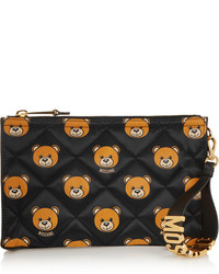 Moschino Leather Trimmed Printed Quilted Shell Clutch