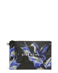 Givenchy Medium Black Feather Bird Faux Leather Pouch