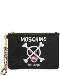 Moschino Lipstick Skull Printed Leather Pouch