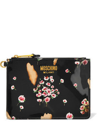 Moschino Printed Patent Leather Pouch Black