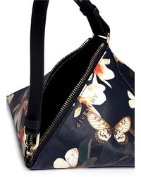Givenchy Triangle Small Magnolia Moth Print Leather Wristlet Bag