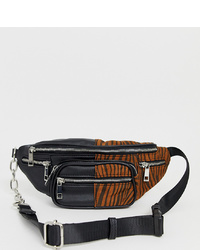 Black Print Leather Fanny Pack