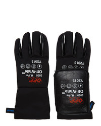 Black Print Leather Gloves