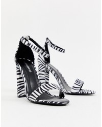 Glamorous Zebra Print Block Heeled Sandals