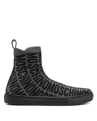 Moschino Logo Print High Top Sneakers