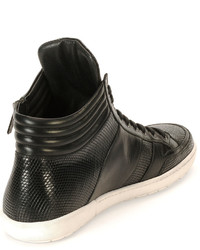 Giorgio Armani Optic Print Textured High Top Sneaker Black