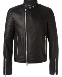 Black Print Leather Jacket