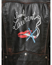 Saint Laurent No Smoking Print Vintage Leather Jacket