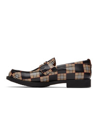 Burberry Black And Beige Emile Checkerboard Loafers