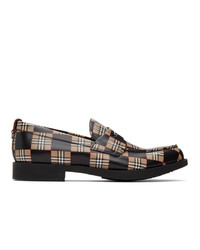 Burberry Black And Beige Emile Checkerboard Loafers