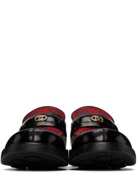 Gucci Black Red Gg Loafers
