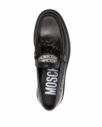 Moschino Logo Print Leather Loafers