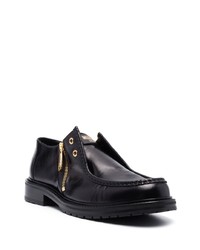 Moschino Logo Print Zipped Leather Loafers