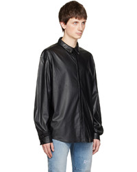 RtA Black Shay Faux Leather Shirt
