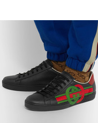 Gucci Ace Logo Print Leather Sneakers