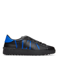 Valentino Black And Blue Garavani Vltn Open Sneakers
