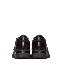 Ermenegildo Zegna Black And Burgundy Claudio Sneakers