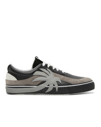 Palm Angels Black And Grey Palm Vulcanized Low Sneakers