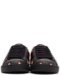 Gucci Black Gg Bee Print Ace Sneakers