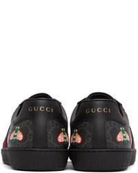 Gucci Black Gg Bee Print Ace Sneakers