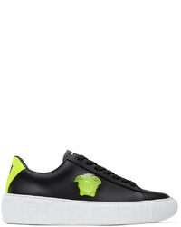 Versace Black Green Greca Low Top Sneakers