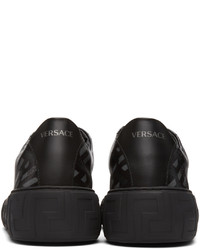 Versace Black Grey La Greca Low Top Sneakers