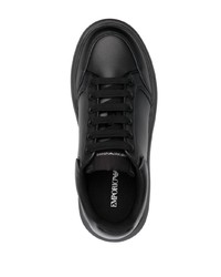 Emporio Armani Logo Print Leather Sneakers