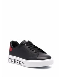 Iceberg Logo Print Low Top Leather Sneakers