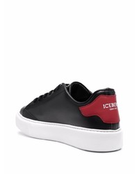 Iceberg Logo Print Low Top Leather Sneakers