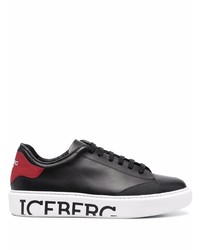 Iceberg Logo Print Low Top Leather Sneakers