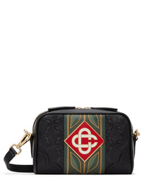 Casablanca Black Leather Monogram Messenger Bag
