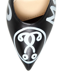 Moschino 100mm Painted Leather Heels W Chains