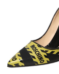 Moschino 100mm Caution Printed Leather Pumps