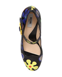 Moschino 120mm Floral Printed Leather Pumps