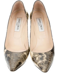 Jimmy Choo Printed Leather Pointed Toe Pumps