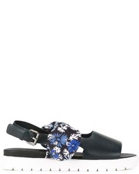 Mother of Pearl Floral Print Bow Sandals