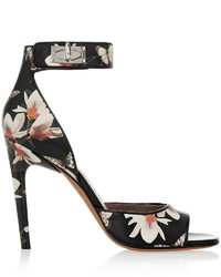 Givenchy Shark Lock Sandals In Magnolia Print Leather