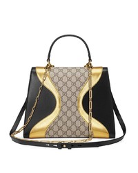 Gucci Black Gold Osiride Gg Supreme Leather Tote Bag