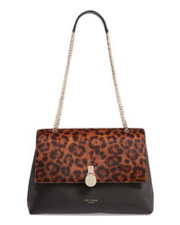 Ted Baker London Cliarra Leopard Print Genuine Calf Hair Leather Shoulder Bag