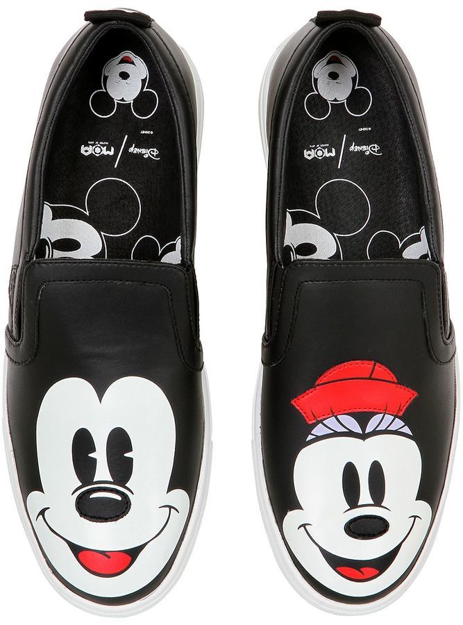 Disney Printed Leather Slip On Sneakers 