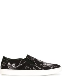 Dolce & Gabbana Owl Print Slip On Sneakers