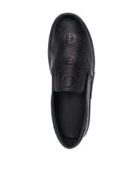Giorgio Armani Embossed Monogram Leather Sneakers