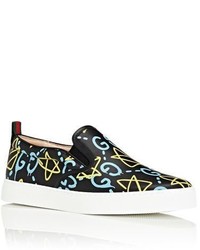 Gucci Ghost Print Leather Slip On Sneakers